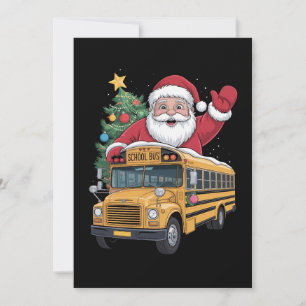 Convite Ônibus Escolar Papai Noel Árvore De Natal Motorist