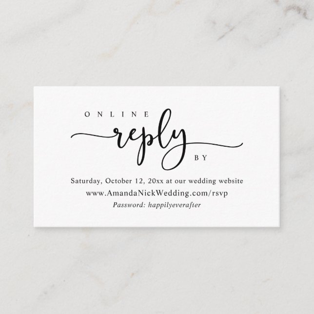 Convite online RSVP, Website de casamento (Frente)