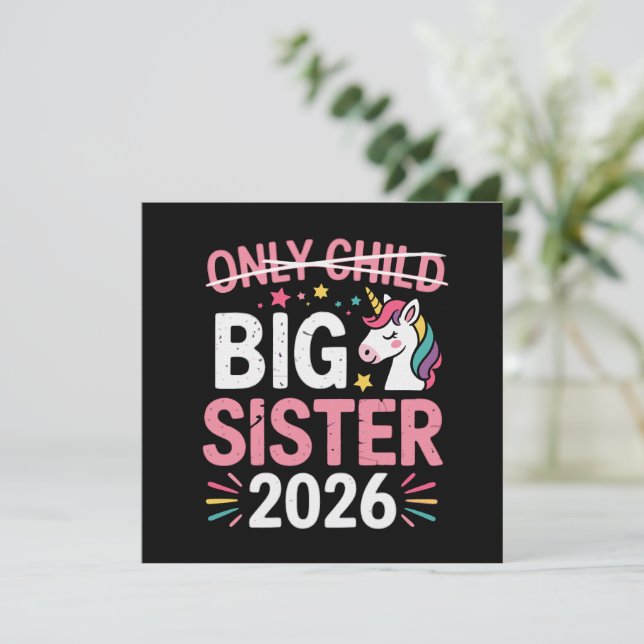 Convite Only Child Crossed Out Big Sister 2026 Pregnancy  (Em pé/Frente)