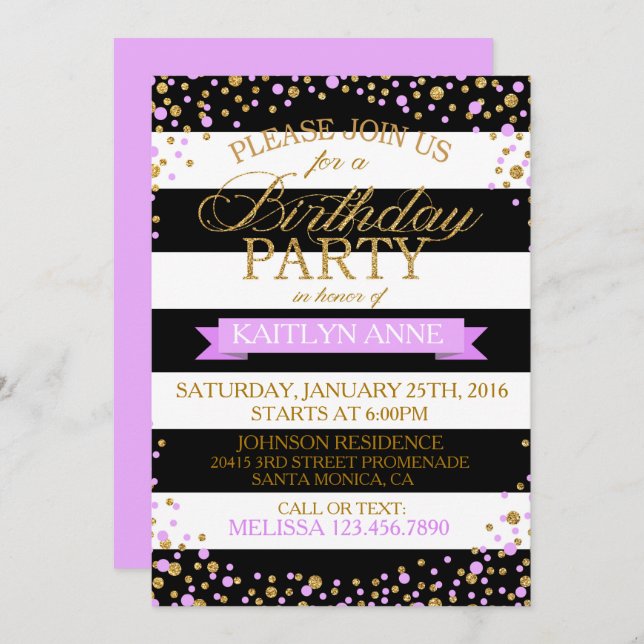 Convite Ontem, Noite de Luz Dourada com Lavanda de Faixa M (Frente/Verso)