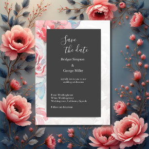Convite onyx rosa floral seguro da data