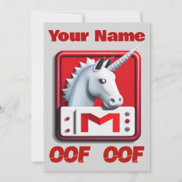 Convite Oof Roblox Funny Meme Red White Unicorn