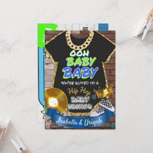 Convite Ooh Bebê Leitura azul e verde do hip hop
