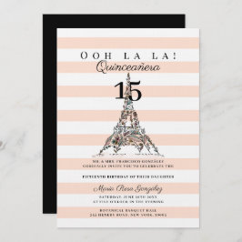 Convite Ooh La Floral Eiffel Tower Paris Quinceañera