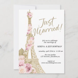 Convite Ooh La La, tema Paris, Recém-Casados, Torre Eiffel