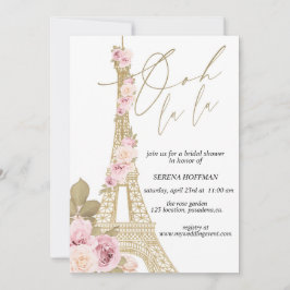 Convite Ooh La, tema Paris, Chá de panela, Torre Eiffel