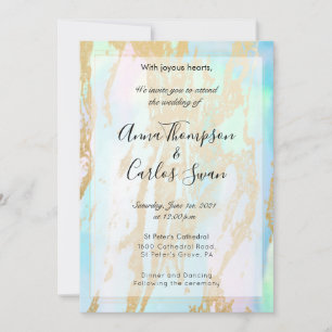 Convite Opal Gemstone elegante moderno com detalhes dourad