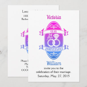 Convite Opala tradicional de 24 anos aniversário de casame