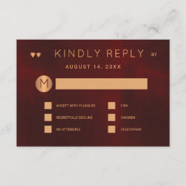 Convite Opções de refeição metálica de cobre de burgundy e