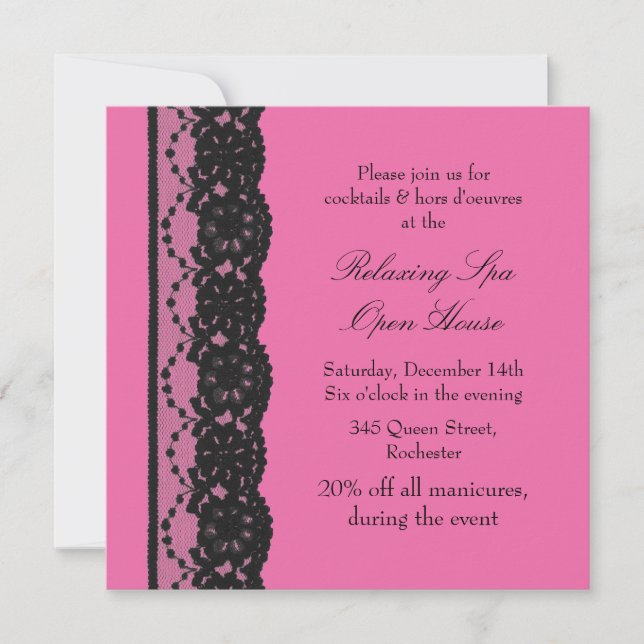 Convite Open House French Lace Fuchsia (Frente)
