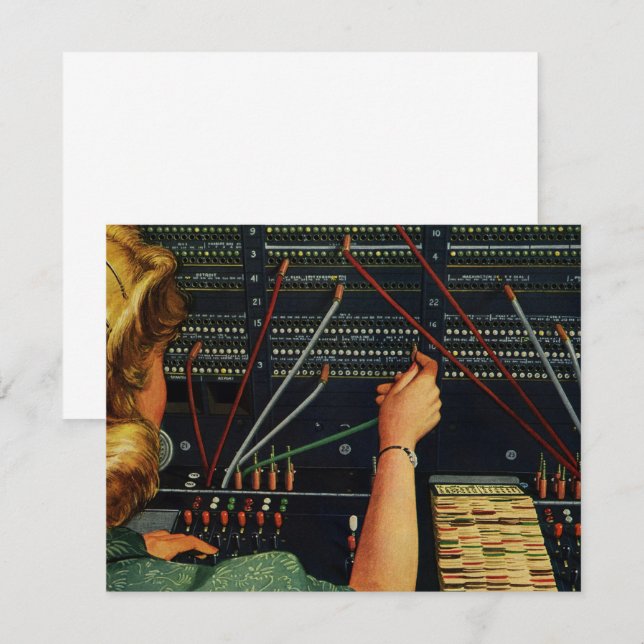 Convite Operadora de Central Telefônica, Negócios Vintage (Frente/Verso)