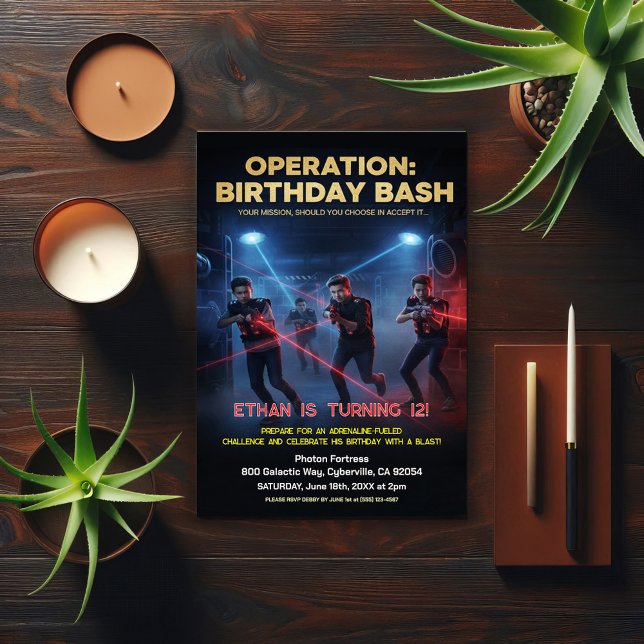 Convite Operation Birthday Bash Laser Tag (Criador carregado)