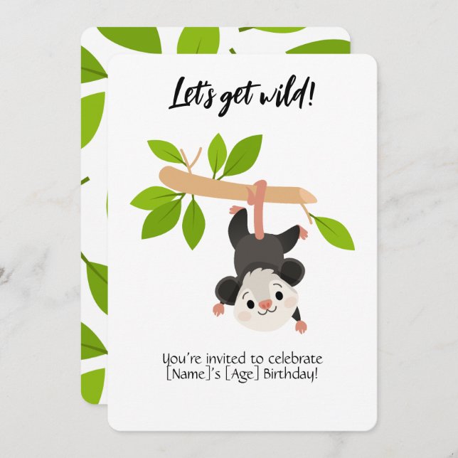 Convite Opossum Birthday Invitation (Frente/Verso)