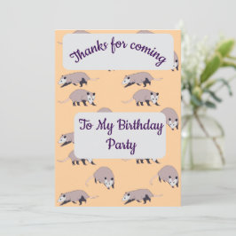 Convite Opossums Thank you Card
