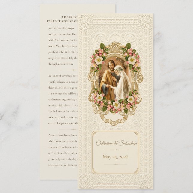 Convite Oração Tradicional de Casamento Católico (Frente/Verso)