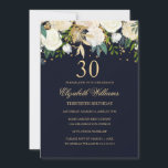 Convite oral Dourado para Marinho Elegante<br><div class="desc">Mais convites florais na loja Little Bayleigh!</div>