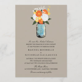 Convite Oranage Yellow Citrus Bloom Mason Jar| Casamento