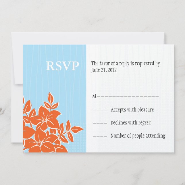 Convite Orange and Tiffany Wedding RSVP Response Card (Frente)