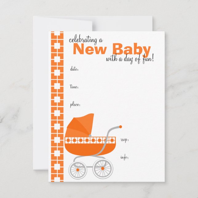 Convite Orange Baby Buggy (Frente)