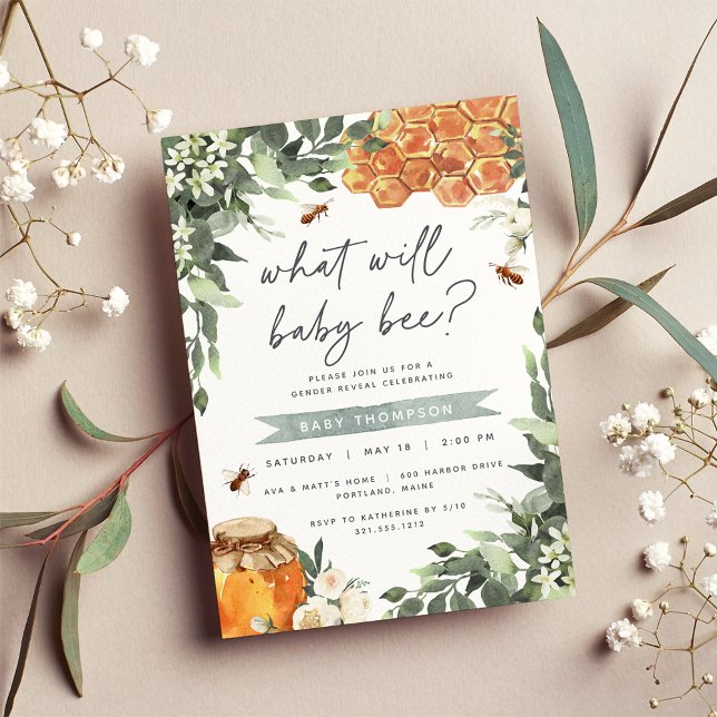 Convite Orange Blossom Honey Bee Gender Revement Party (Criador carregado)