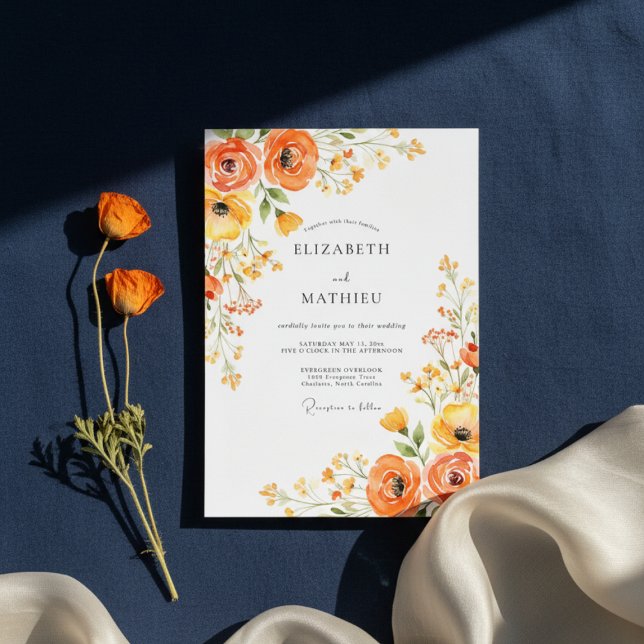 Convite Orange Blossom Painterly Romance Wedding (Criador carregado)