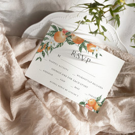 Convite Orange Botanical Modern Wedn RSVP