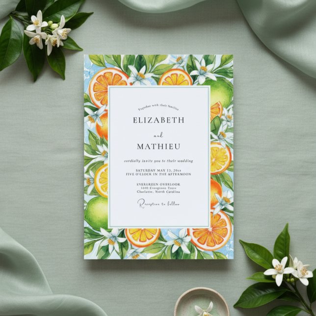 Convite Orange Citrus Blossom Wedding (Criador carregado)