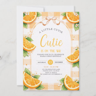 Convite Orange Citrus First Birthday Party Invite