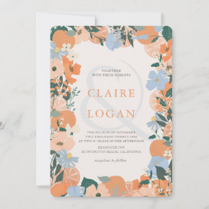 Convite Orange Citrus Floral Wedding