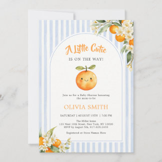 Convite Orange Citrus Little Cutie Baby Shower Invitation