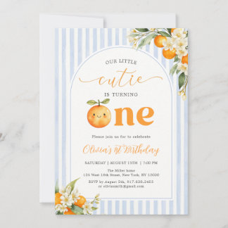 Convite Orange Citrus Little Cutie Birthday Invitation