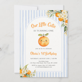 Convite Orange Citrus Little Cutie Birthday Invitation