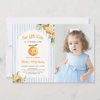 Convite Orange Citrus Little Cutie Birthday Photo