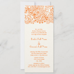 Convite Orange Coral Monograma Love Bird Invitation