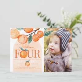 Convite Orange Cutie fazendo 4.º aniversário