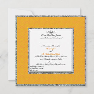 Convite Orange Damask with Pewter Reino Unido Wedding Invi