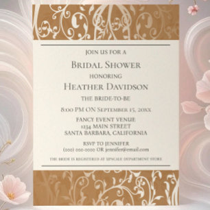 Convite Orange Elegant Flourish Chá de panela Invite