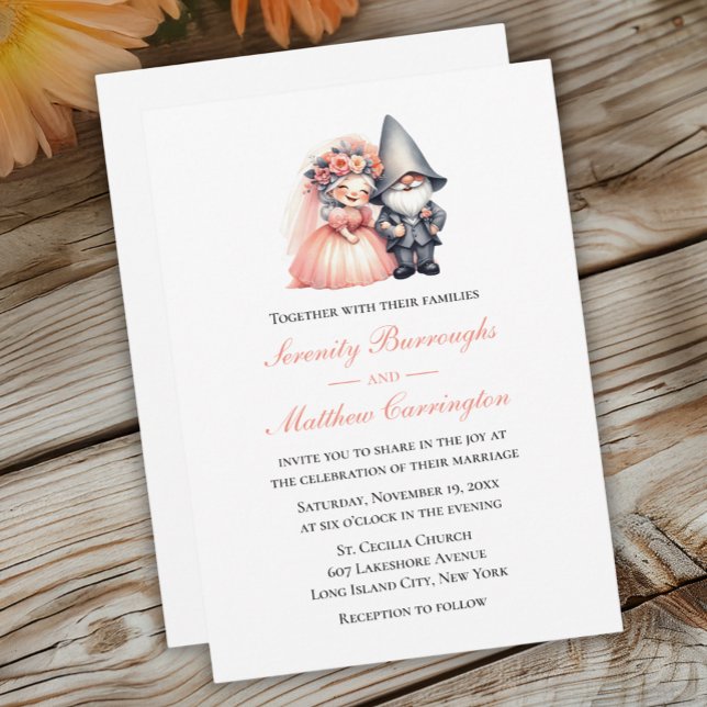 Convite Orange Fairytale Gnome Wedding Woodland Cute (Criador carregado)