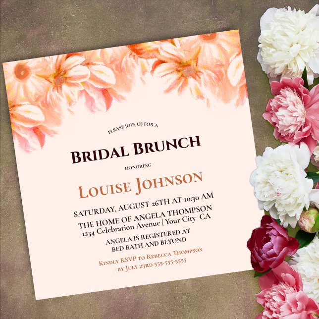 Convite Orange Floral Bridal Brunch (Criador carregado)