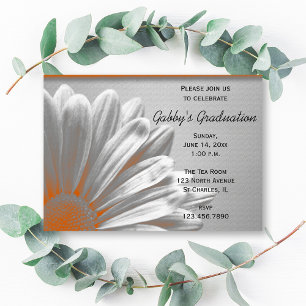Convite Orange Floral destaca Festa de formatura Invite