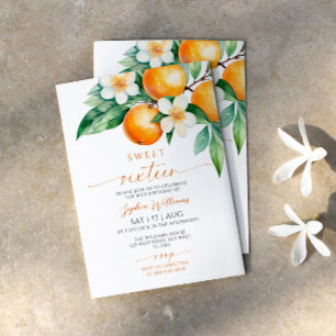 Convite Orange Floral Sweet 16 Aniversário