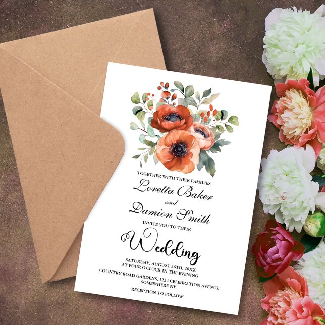 Convite Orange Floral Wedding (Criador carregado)