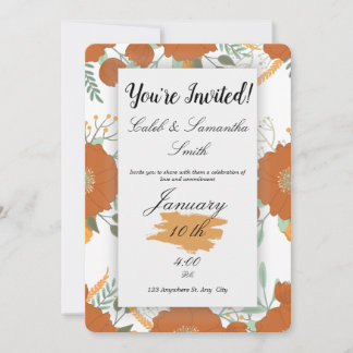 Convite Orange Flower Wedding Invitation