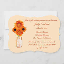 Convite Orange Flowers Mason Jar Festa de noivado Invite