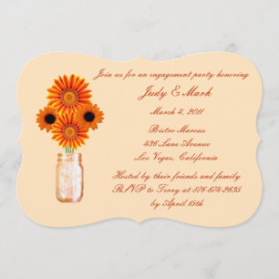 Convite Orange Flowers Mason Jar Festa de noivado Invite