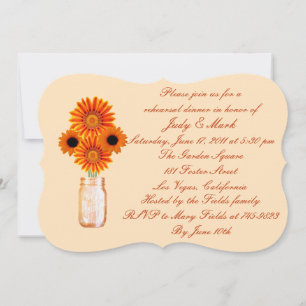 Convite Orange Flowers Mason Jar Janta Convidar