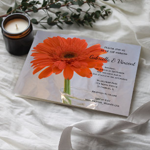 Convite Orange Gerber Daisy em Vase Wedding