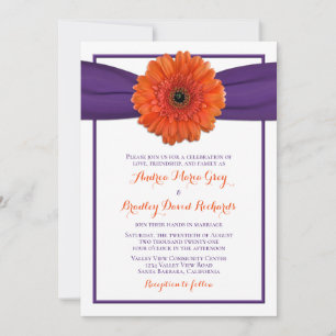 Convite Orange Gerbera Daisy Purple Weditation