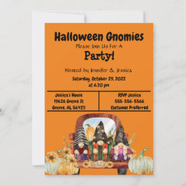 Convite Orange Halloween Gnome Party