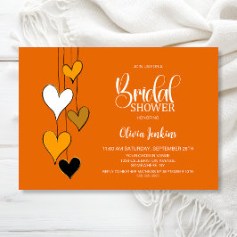 Convite Orange Heart Theme Bridal Shower